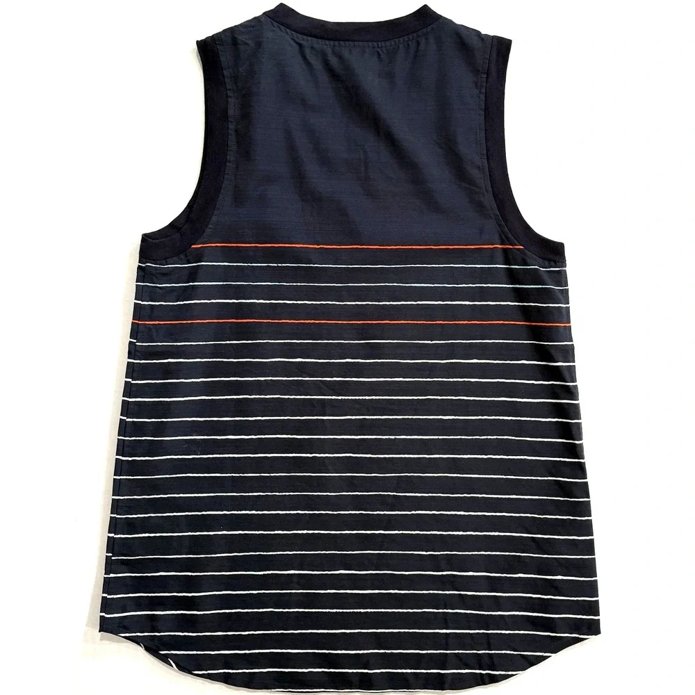AG Adriano Goldschmied Tank Top Womens S Silk Cotton Blue Stripe Sleeveless